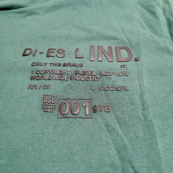 Diesel Jeans Denim Division Green Short Sleeve T-Shirt Logo Embroidered LARGE - Picture 6 of 10